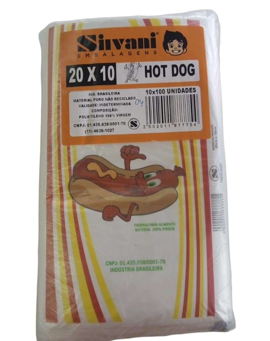 16441 - SACO HOT DOG 20X10 C/100un - SILVANI 