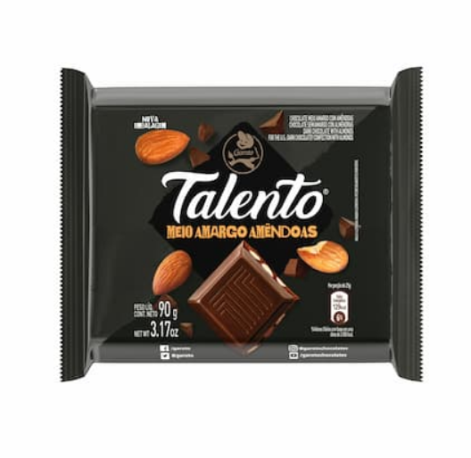 5803 - CHOCOLATE TALENTO MEIO AMARGO 85g - GAROTO