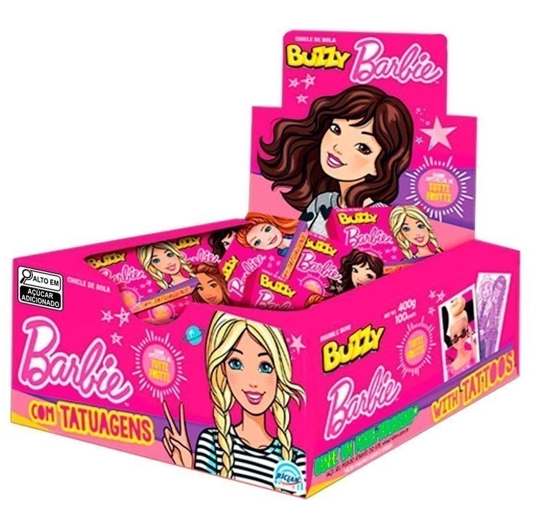 16196 - CHICLE BUZZY BARBIE TATTOO TUTTI FRUTTI 90un - RICLAN