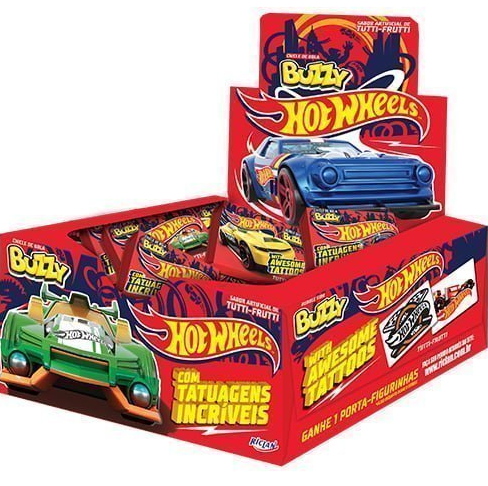 16198 - CHICLE BUZZY HOT WHEELS TATTOO TUTTI FRUTTI 90un - RICLAN