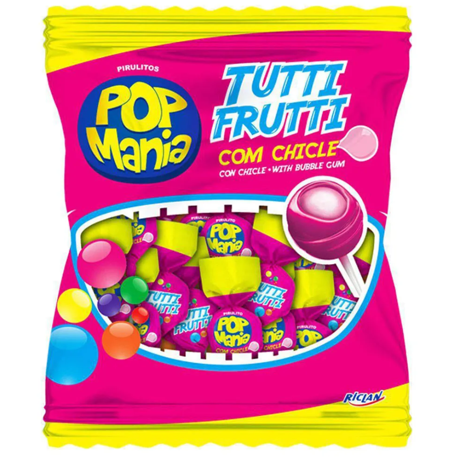 16186 - PIRULITO POP MANIA TUTTI FRUTTI 50x12g 600g - RICLAN