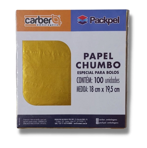 3529 - PAPEL ALUMINIO PARA BOLO OURO BRILHANTE 18x19,5cm C/100un - PC/CROMUS
