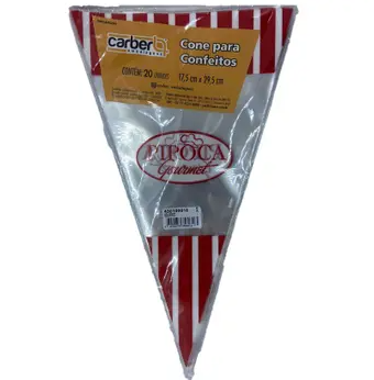 16250 - SACO CONE PIPOCA GOURMET 17,5x29,5cm C/20un - PC/CROMUS 