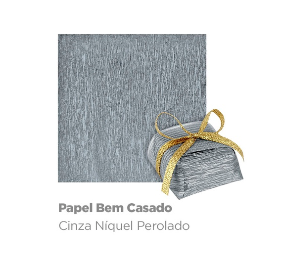 16260 - PAPEL P/ BEM CASADO PEROLADO CINZA NIQUEL C/40un - PLAC 