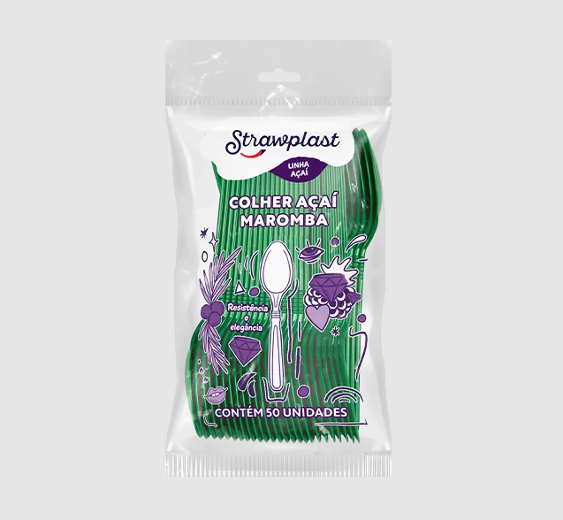 16278 - COLHER ACAI MAROMBA VERDE C/ 50un PS - STRAWPLAST