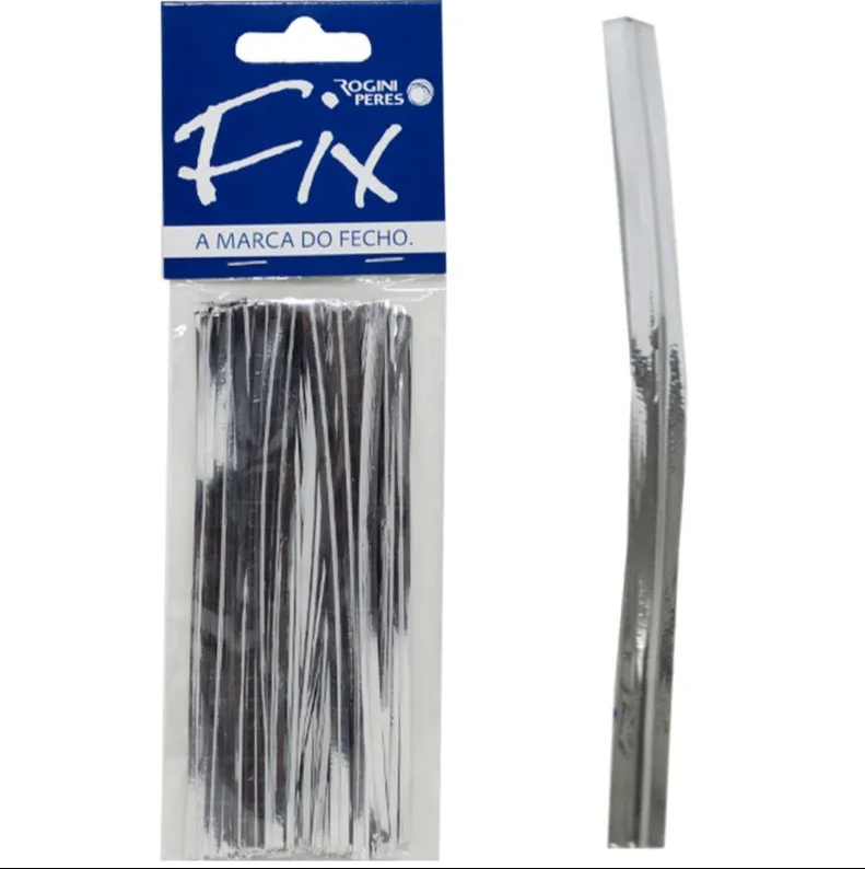 16285 - FIZ ARAME ENCART. BRILHANTE PRATA 11cm C/ 100un - ROGINI PERES