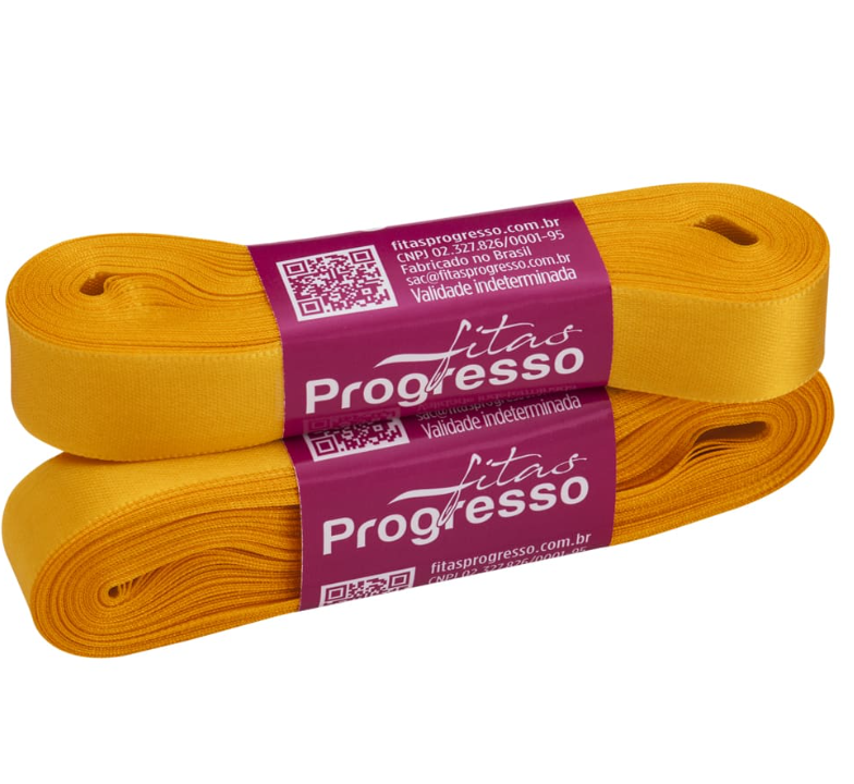 1669 - FITA CETIM 15mm 038 AMARELO OURO 10m - FITAS PROGRESSO 