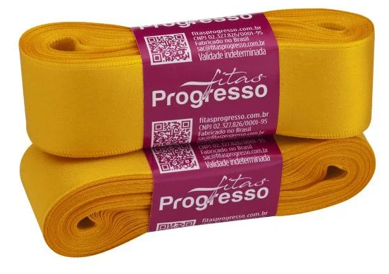 1691 - FITA CETIM 30mm COR 038 AMARELO OURO 10m - FITAS PROGRESSO 