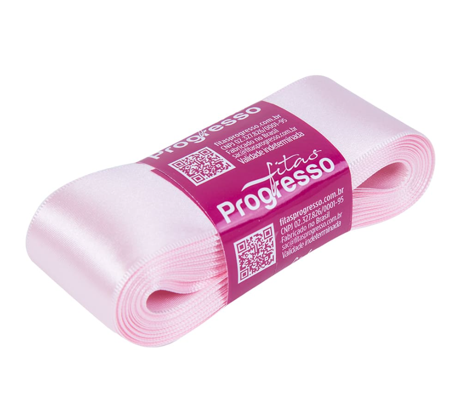 1694 - FITA CETIM 38mm COR 206 ROSA CLARO 10m - FITAS PROGRESSO 