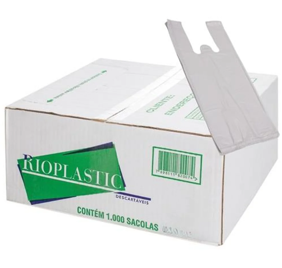 16296 - SACOLA TRADICIONAL BRANCA 38X48 CX C/ 1000un - RIOPLASTIC 