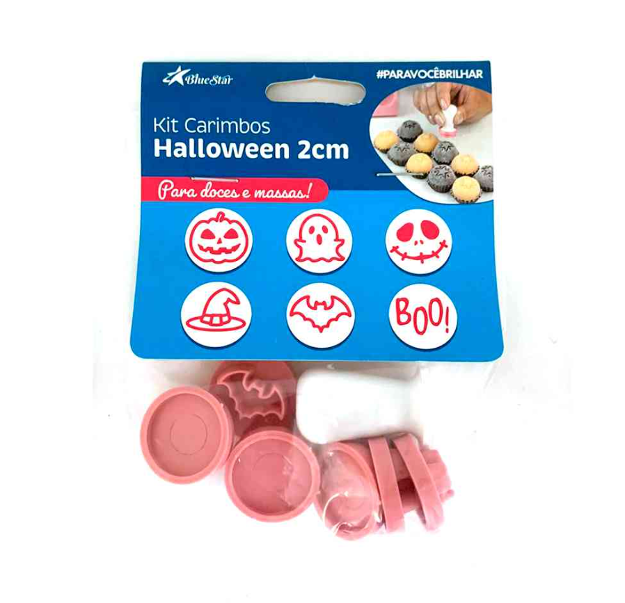 16326 - KIT CARIMBOS HALLOWEEN ROSA BEBE 2cm - BLUE STAR 