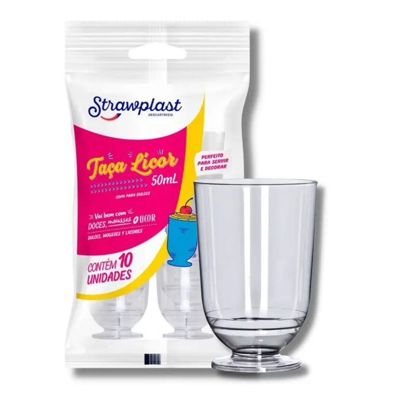 16384 - TACA LICOR CRISTAL 50ml C/ 10un - STRAWPLAST
