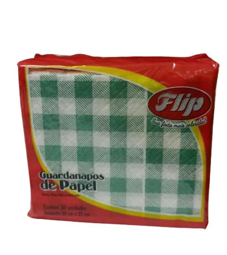16428 - GUARDANAPO 20X21cm XADREZ VERDE CLARO C/ 50un - FLIP 