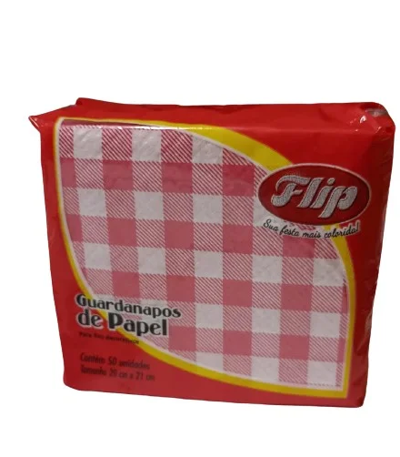 16427 - GUARDANAPO 20X21cm XADREZ VERMELHO C/50un - FLIP