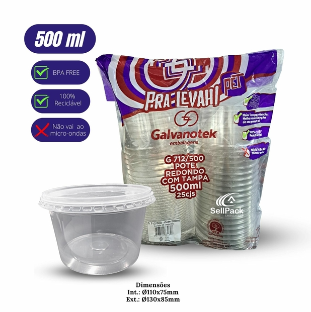 16658 - EMBALAGEM  G712 POTE 500ml PRALEVAH C/25cj - GALVANOTEK