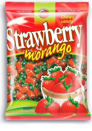 16510 - BALA RECHEADA MORANGO 500g - TOFFANO 