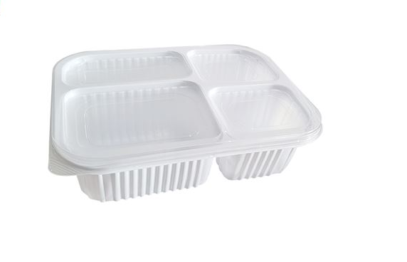 16569 - BANDEJA C/ 4 DIV BRANCO 1200ml C/12un - RIOPLASTIC
