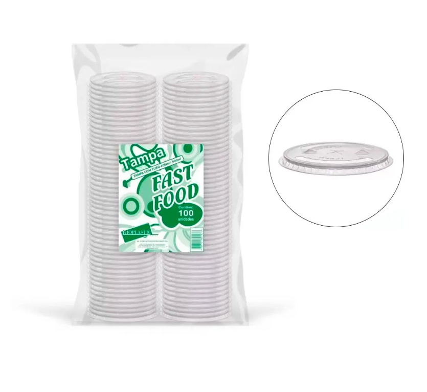 1148 - TAMPA 93mm 440/550ml C/ FURO C/100un - RIOPLASTIC