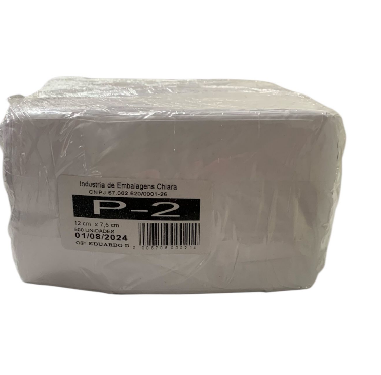 2924 - SACO PAPEL P/ PIPOCA BRANCO P2 C/500un - CHIARA