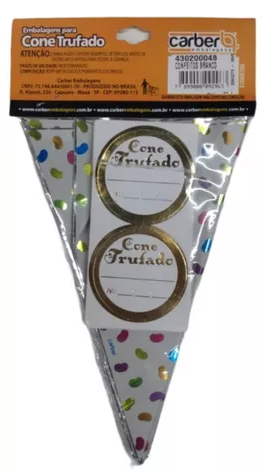 16251 - SACO CONE TRUFADO CONFEITOS CREME 10x15cm C/50un - PC/CROMUS