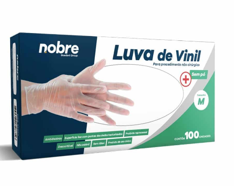 16760 - LUVA VINIL M S/PO C/100un - NOBRE