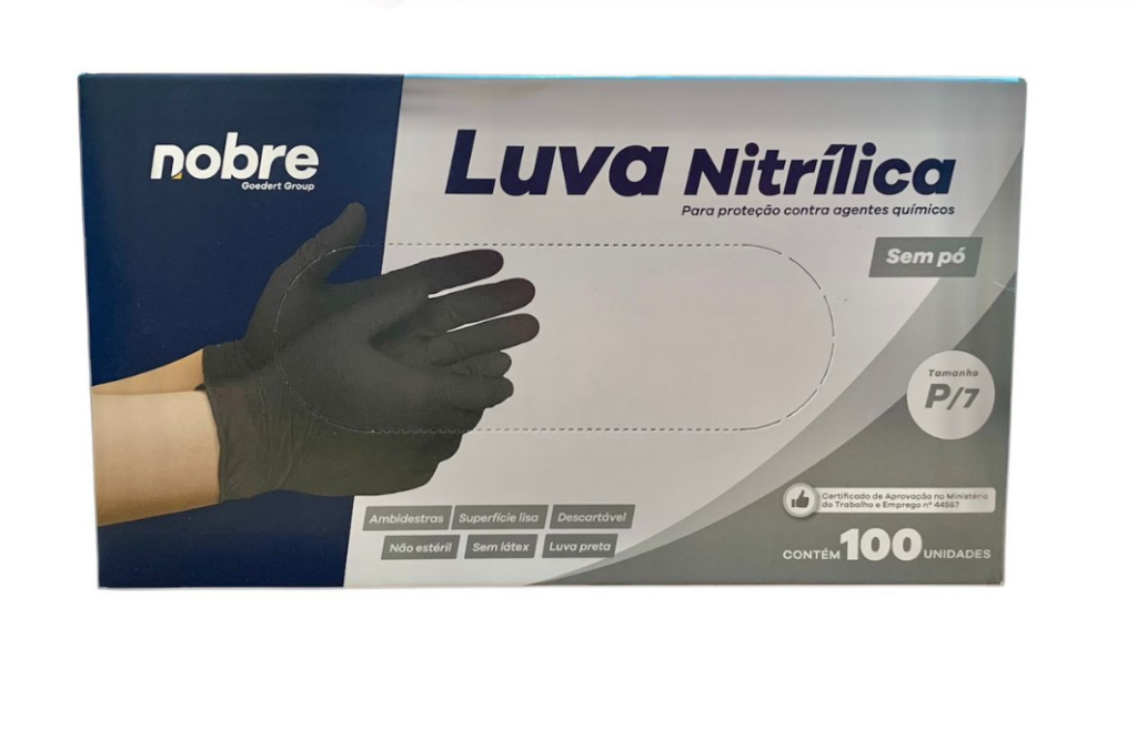 16753 - LUVA NITRILICA P S/PO PRETA C/100un - NOBRE