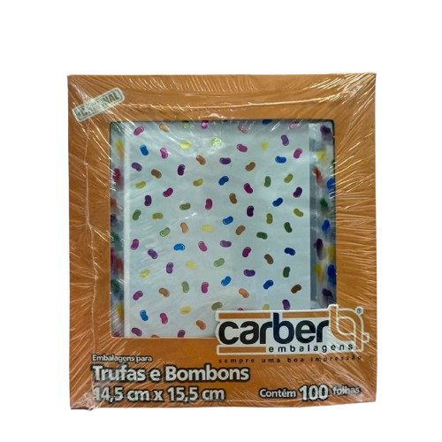 5283 - EMBALAGEM TRUFA CONFEITO BRANCO 14,5x15,5cm C/100un - PC/CROMUS