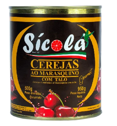 3166 - CEREJAS AO MARASQUINO COM TALO 500g  -  SICOLA