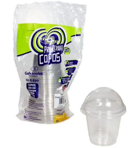 5176 - EMBALAGEM G830SF COPO 300ml C/TAMPA BOLHA C/10cj - GALVANOTEK
