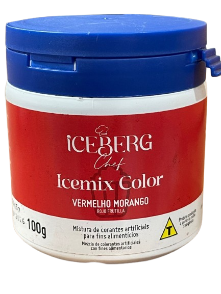 1244 - CORANTE ARTIFICIAL VERMELHO MORANGO ICEMIX COLOR 100g - ICEBERG