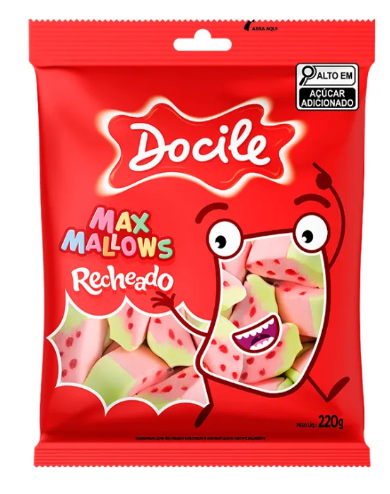 5965 - MARSHMALOW RECHEADO MORANGO 220G - DOCILE 