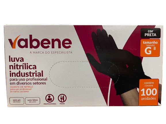 5743 - LUVA NITRILICA PRETA G C/100un - VABENE