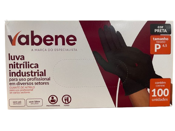 5744- LUVA NITRILICA PRETA P C/100un - VABENE
