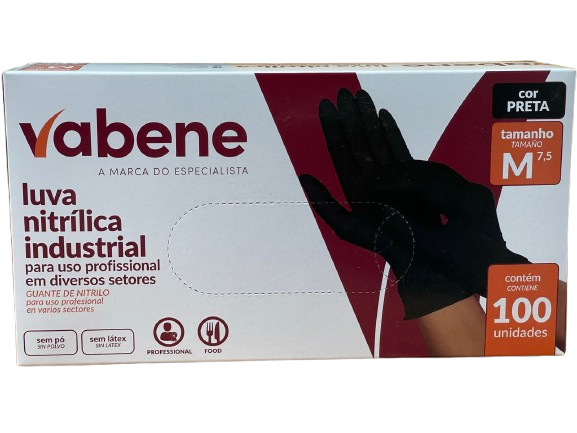 4656 - LUVA NITRILICA PRETA M C/100un - VABENE