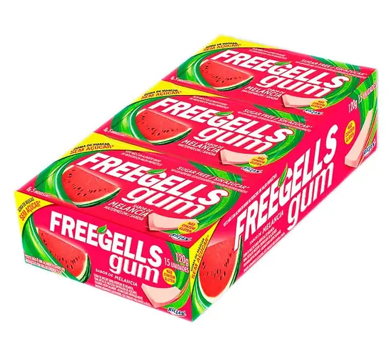 16192 - CHICLE FREEGELLS GUM MELANCIA 15un - RICLAN