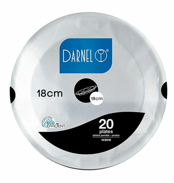 2878 - PRATO RASO EPS ISOPOR 18cm  BRANCO C/ 20un - DARNEL