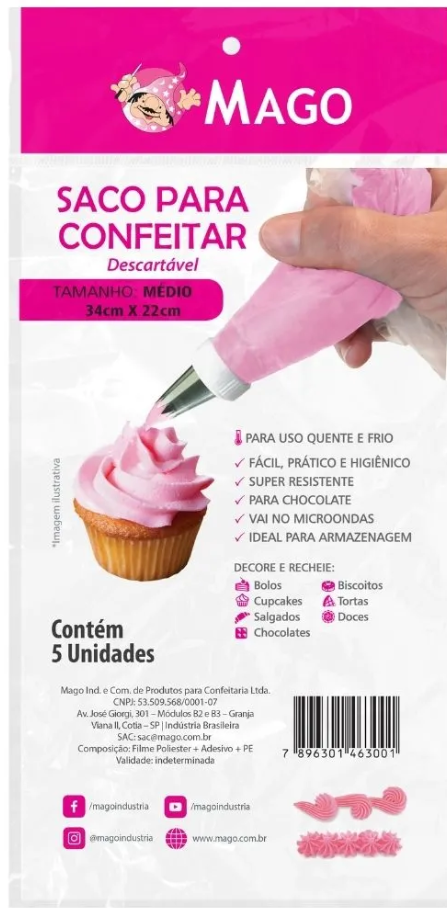 5952 - SACO CONFEITAR MEDIO C/5un - MAGO