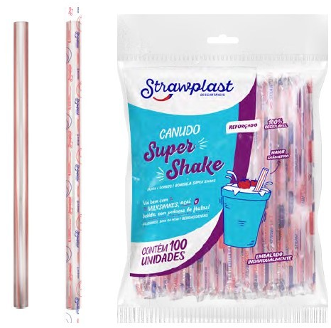 399 - CANUDO SUPER SHAKE SACHE VERMELHO 10mm C/100un PP CS-327S - STRAWPLAST