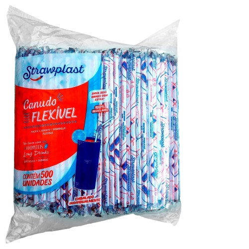 396 - CANUDO FLEXIVEL SACHE VERMELHO 6mm C/500un PP CS-305 - STRAWPLAST