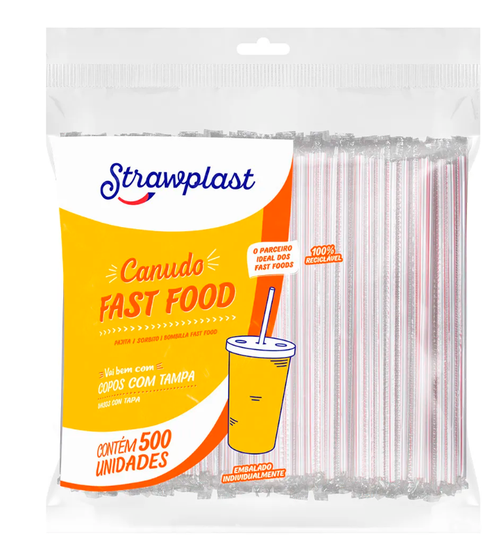 397 - CANUDO FAST FOOD SACHE VERMELHO 6mm C/500un PP CS-3018 - STRAWPLAST