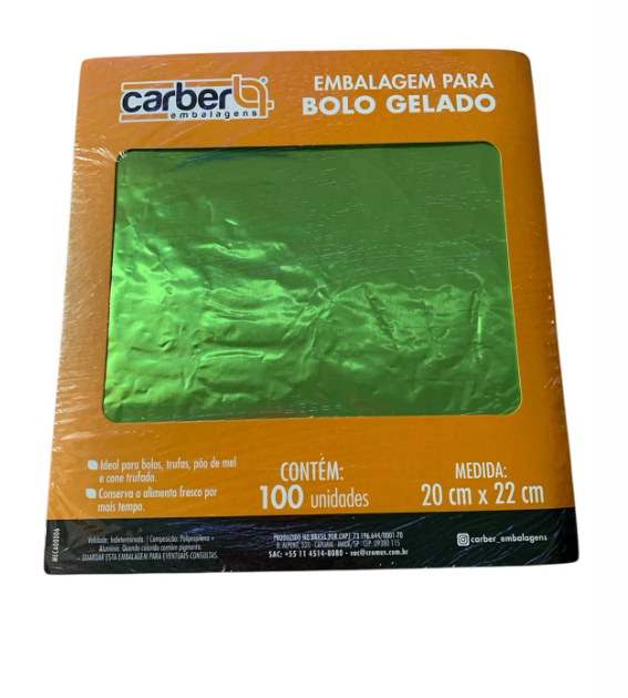 16904 - PAPEL ALUM BOLO GELADO PISTACHE 20x22 C/100un - PC/ CROMUS