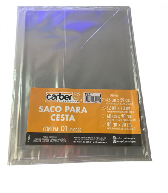 16849 - SACO CESTA AUTOSSERVICO INCOLOR 52x70 - PC/ CROMUS