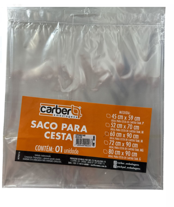 16912 - SACO CESTA AUTOSSERV INCOLOR 60x90 C/1un - PC/ CROMUS