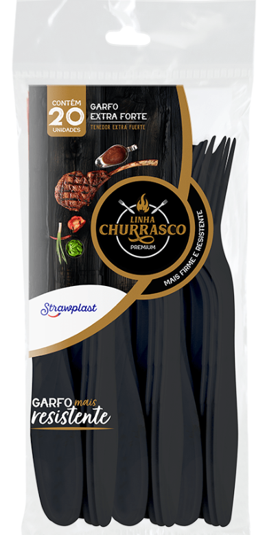 16956 -GARFO CHURRAS PREMIUM EXTRA FORTE PRETO C/20un - STRAWPLAST