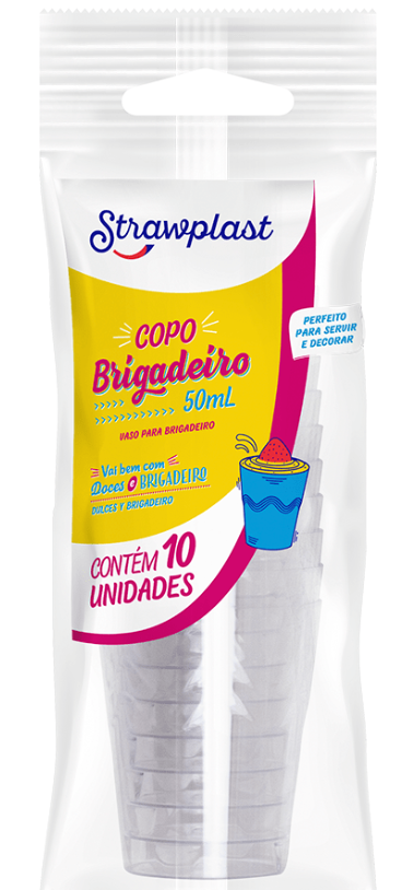 16382 -COPO BRIGADEIRO CRISTAL PS 50ml C/10un - STRAWPLAST