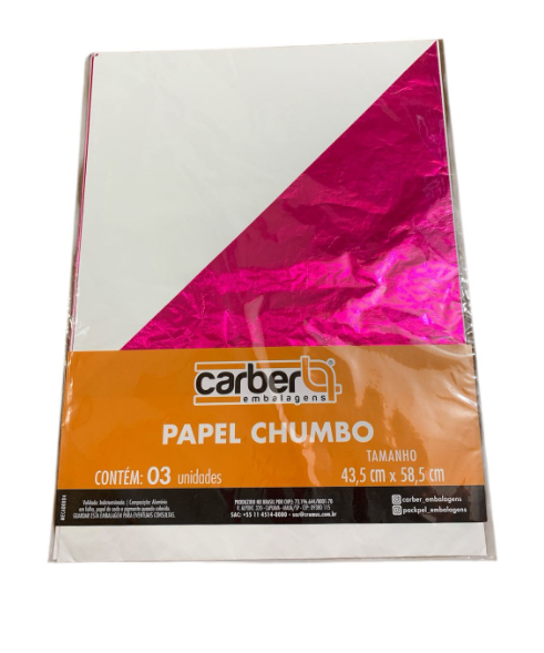 16973 - PAPEL CHUMBO PINK 43,5x58,5 C/3un - PC/ CROMUS