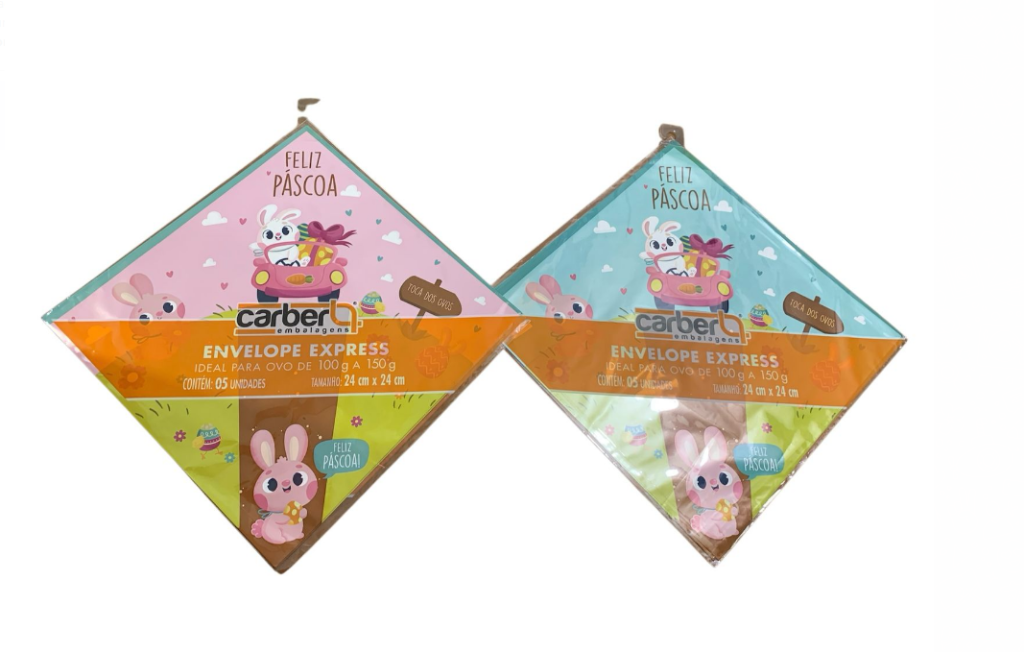 2344 - ENVELOPE P/ OVO 100g a 150g SORTIDO 24x24cm C/5un - PC/CROMUS