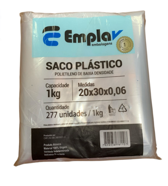 16983 - SACO 20x30x0,006 PEBD TRANSPARENTE - EMPLAV