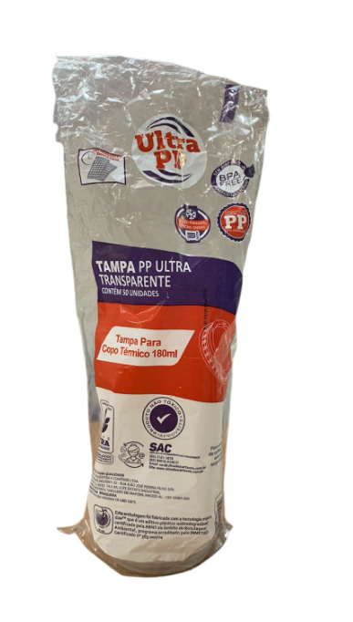 16958 -TAMPA S/FURO P/ COPO TERMICO 180ml PP C/50un - ULTRA COPOS