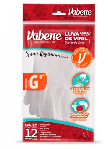 16993 - LUVA VINIL S/PO G C/12un - VABENE
